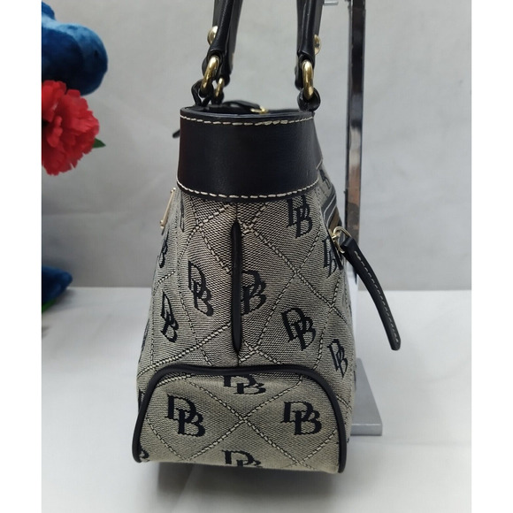 Dooney & Bourke Black Canvas Leather Trim Double Handle Mini Tote Shoulder Bag - Picture 4 of 16